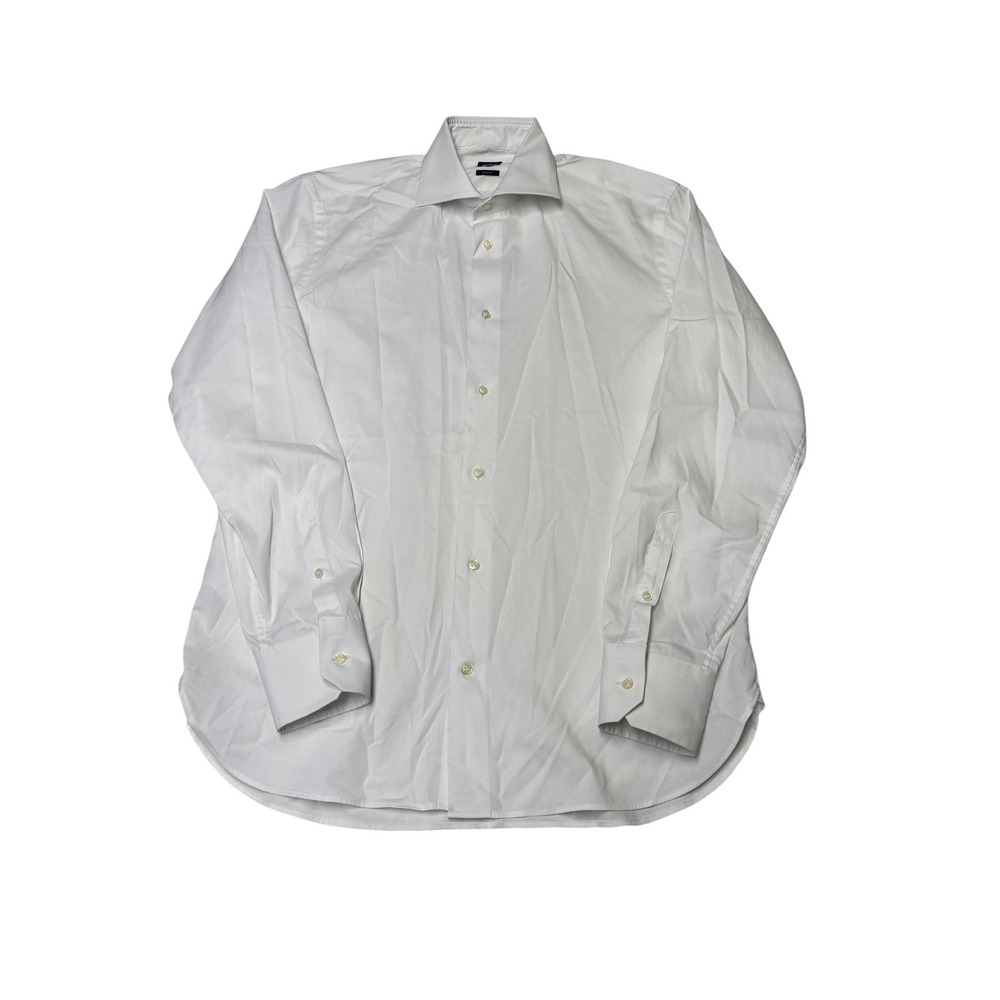 Boggi Milano Mens Slim Fit Dress Shirt White Spread Collar Stretch Size 40 15.75